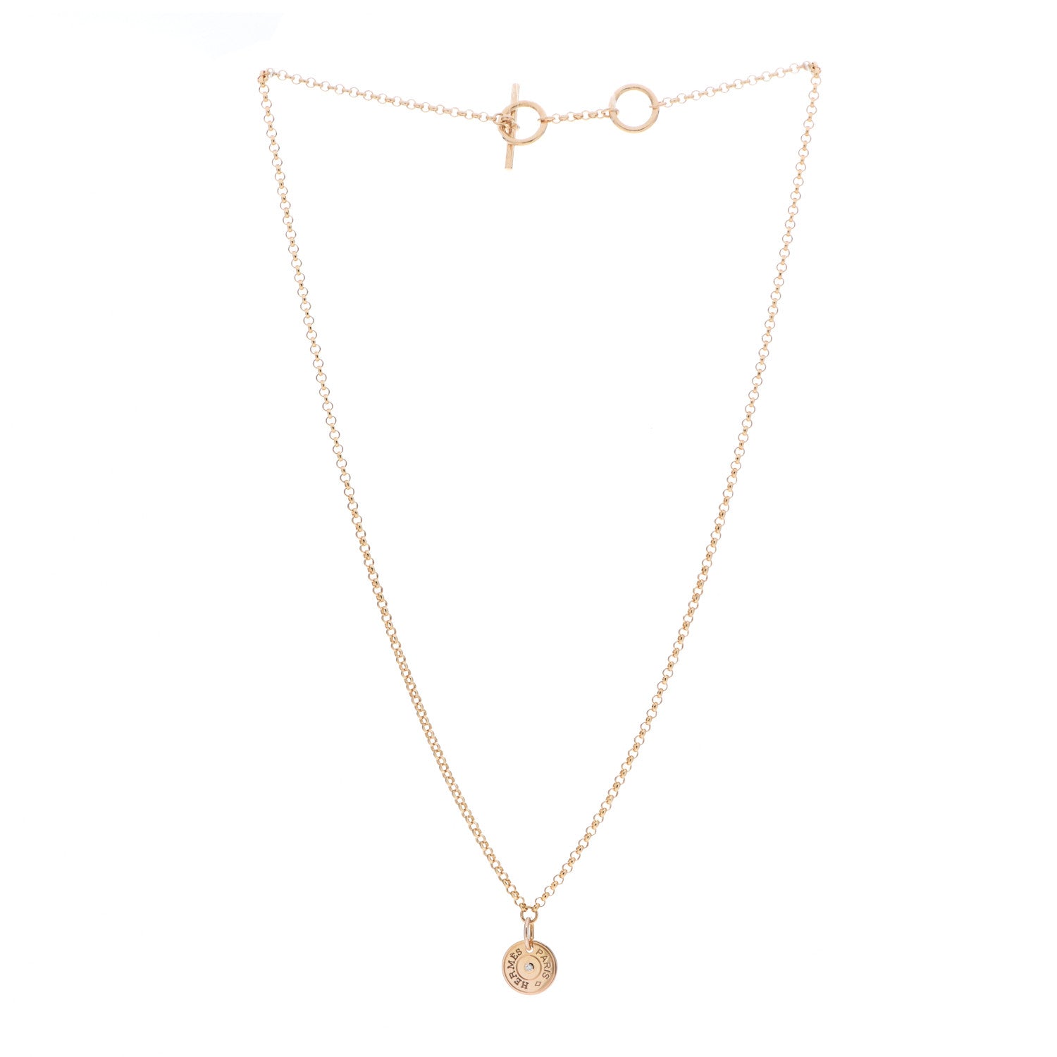 Hermes 18K Rose Gold Diamond Gambade Clou de Selle Necklace 3 of 5