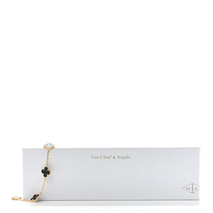 Van Cleef & Arpels 18K Yellow Gold Black Onyx 5 Motifs Vintage Alhambra Bracelet 5 of 5