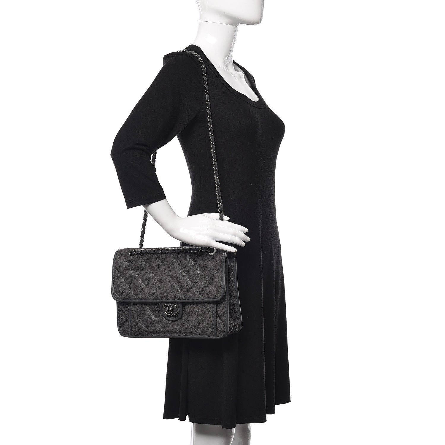 Chanel Caviar Quilted Large French Riviera Flap Dark Grey 2 of 10