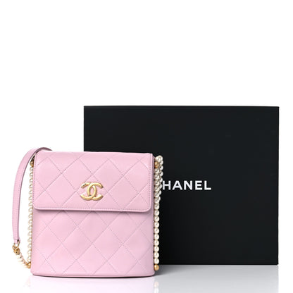 Chanel Calfskin Quilted Pearl Small About Pearls Hobo Bag Light Pink 9 of 9