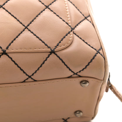 Chanel Calfskin Contrast Stitch Surpique Bowler Beige 12 of 13