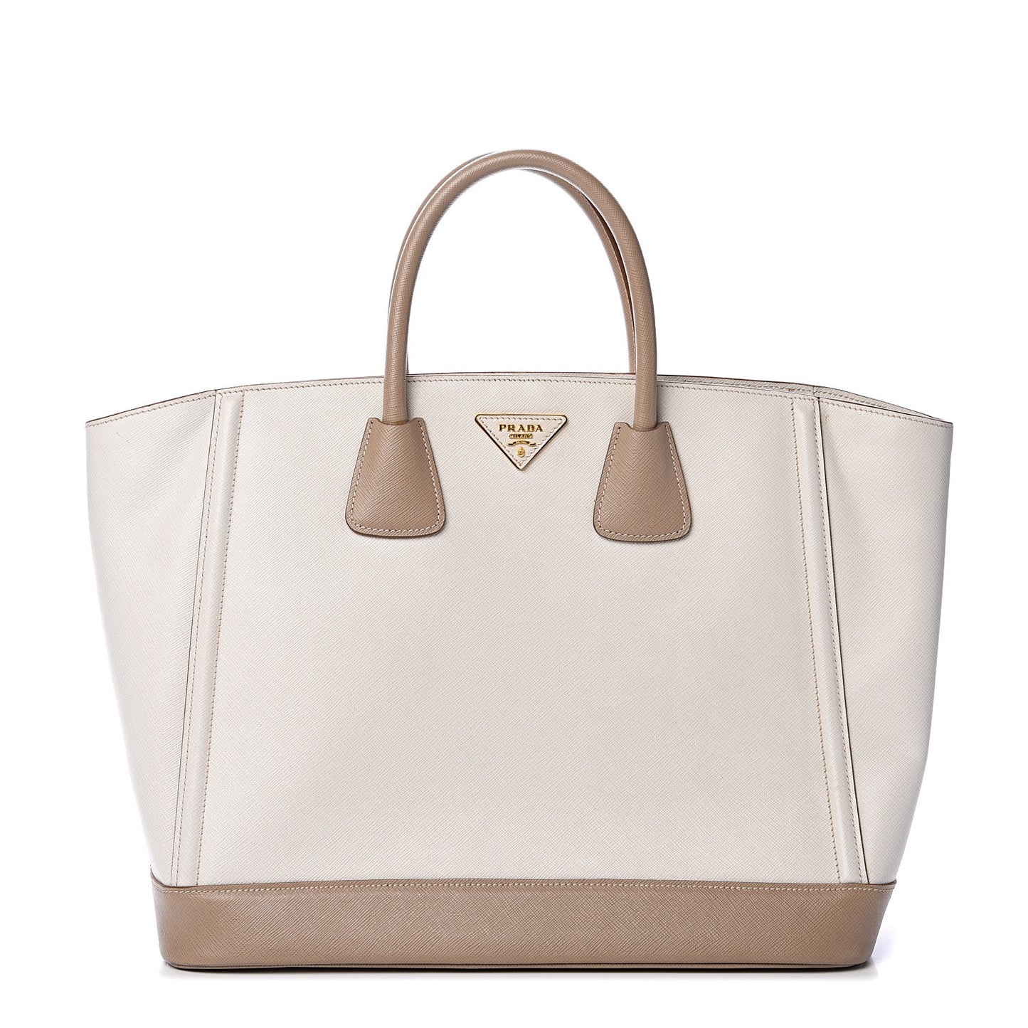 Saffiano Lux Bi-Color Tote Talco Visone