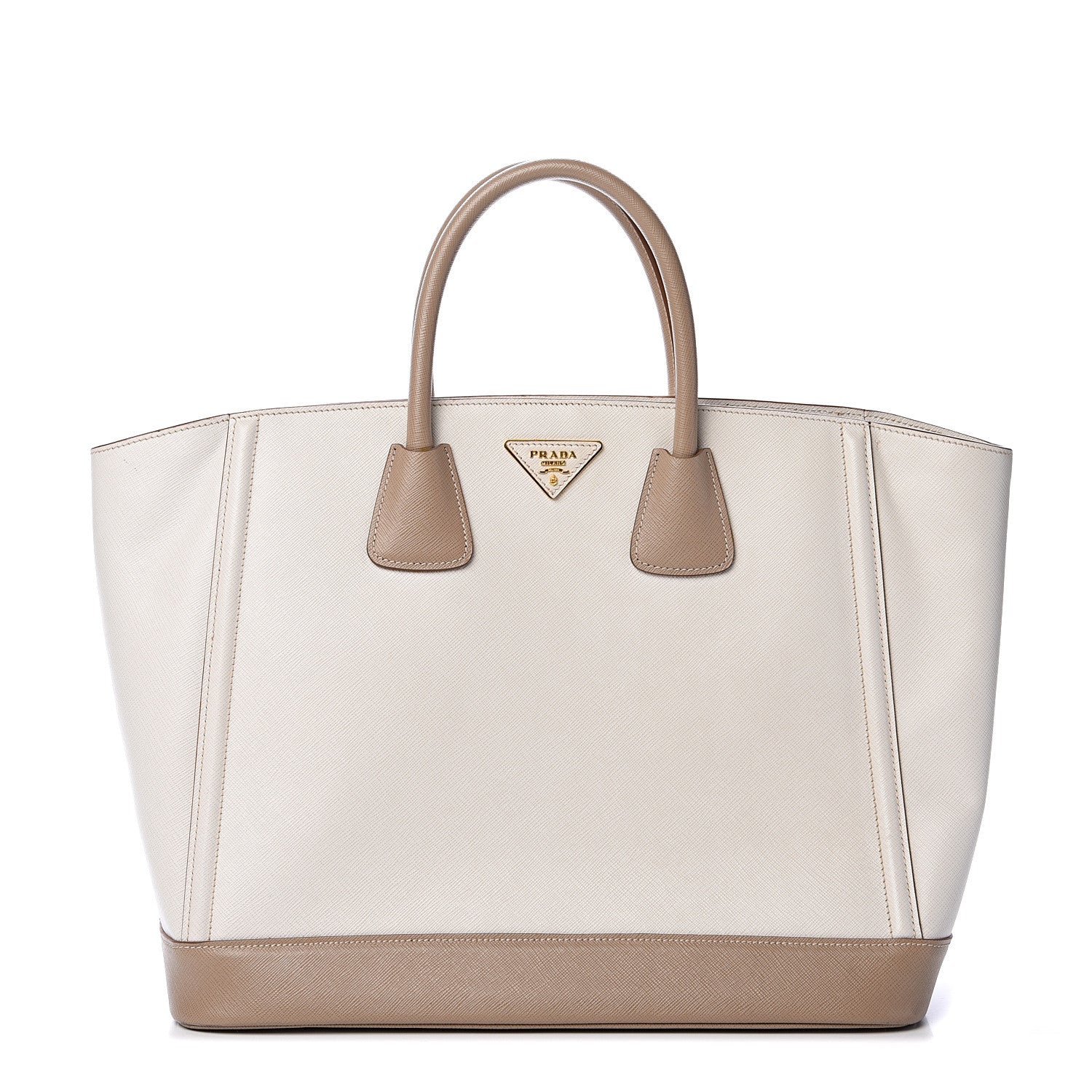 Prada Saffiano Lux Bi-Color Tote Talco Visone 1 of 17