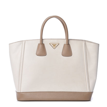 Prada Saffiano Lux Bi-Color Tote Talco Visone 1 of 17