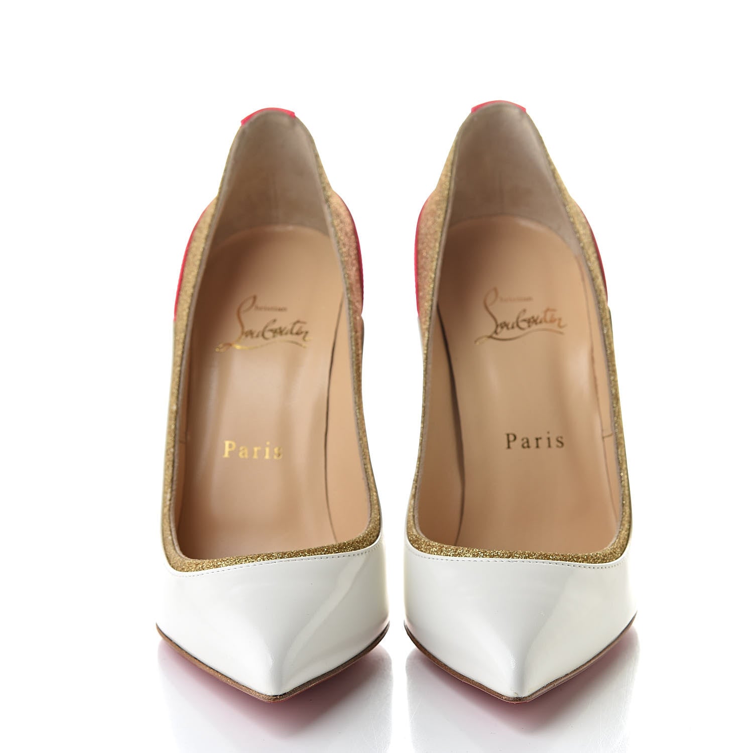Christian Louboutin Jazz Calf Mini Glitter Tucsick 100 Pumps 37 White Gold 2 of 12
