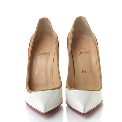 Christian Louboutin Jazz Calf Mini Glitter Tucsick 100 Pumps 37 White Gold 2 of 12
