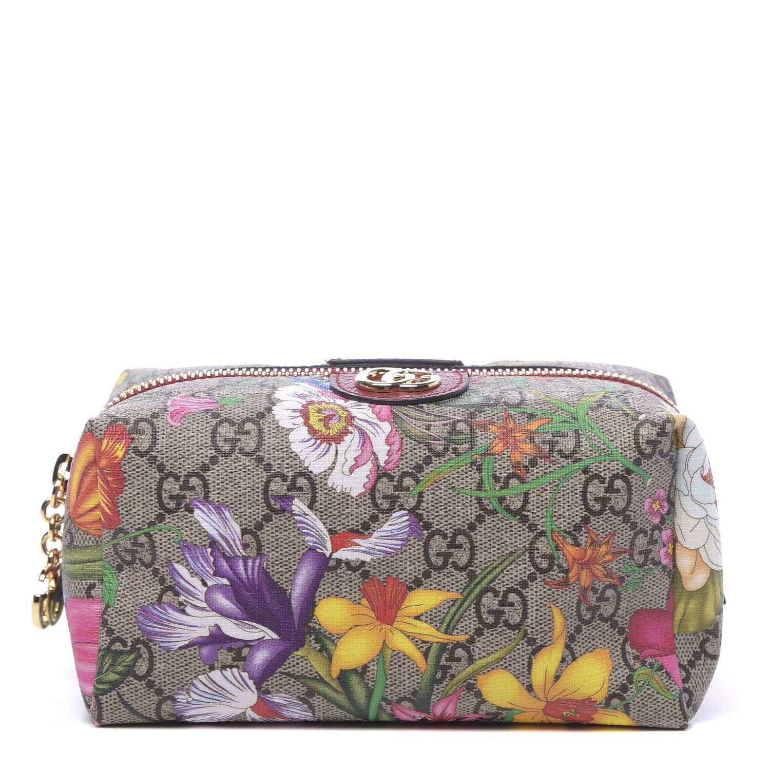 Gucci Soft GG Supreme Monogram Flora Calfskin Medium Ophidia Cosmetic Case Beige Ebony Multicolor Rosso 1 of 9