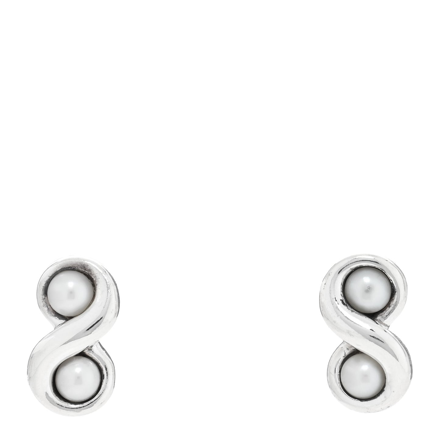 Sterling Silver Pearl Infinity Earrings