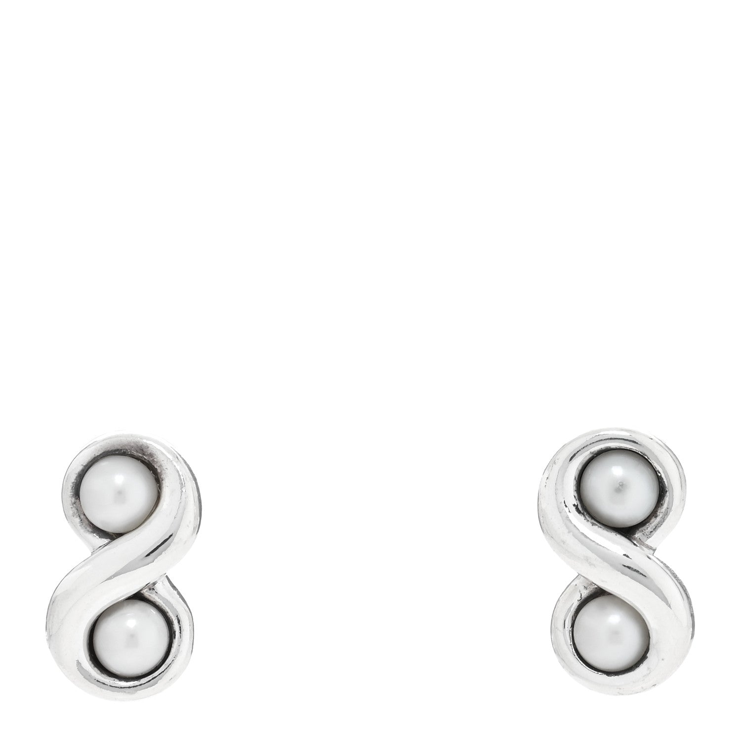 Tiffany Sterling Silver Pearl Infinity Earrings 1 of 4