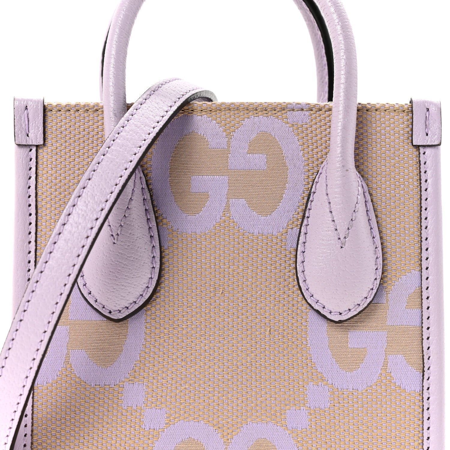 Gucci Monogram Jumbo GG Textured Dollar Calfskin Mini Tote Bag Beige Lapis 8 of 13