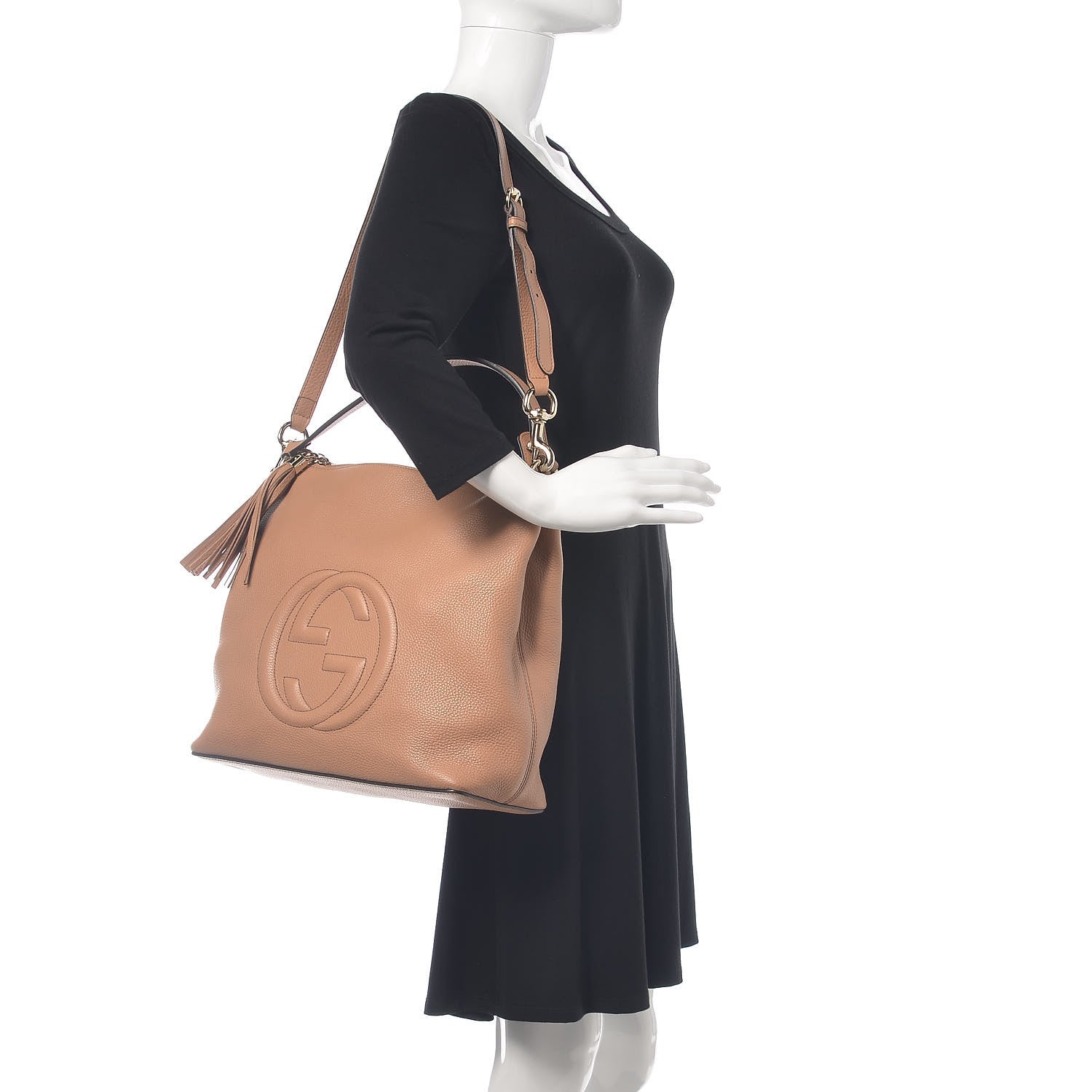 Gucci Pebbled Calfskin Large Soho Hobo Camelia 2 of 11