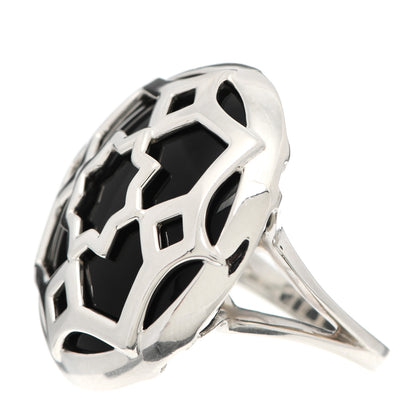 Tiffany Sterling Silver Onyx Paloma Picasso Zellige Medallion Ring 50 5.25 3 of 5
