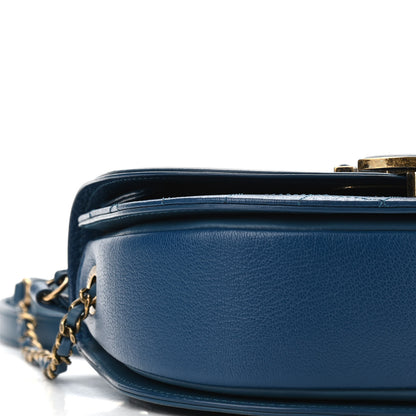 Chanel Shiny Calfskin Goatskin Quilted Medium Coco Curve Messenger Flap Navy 8 of 11