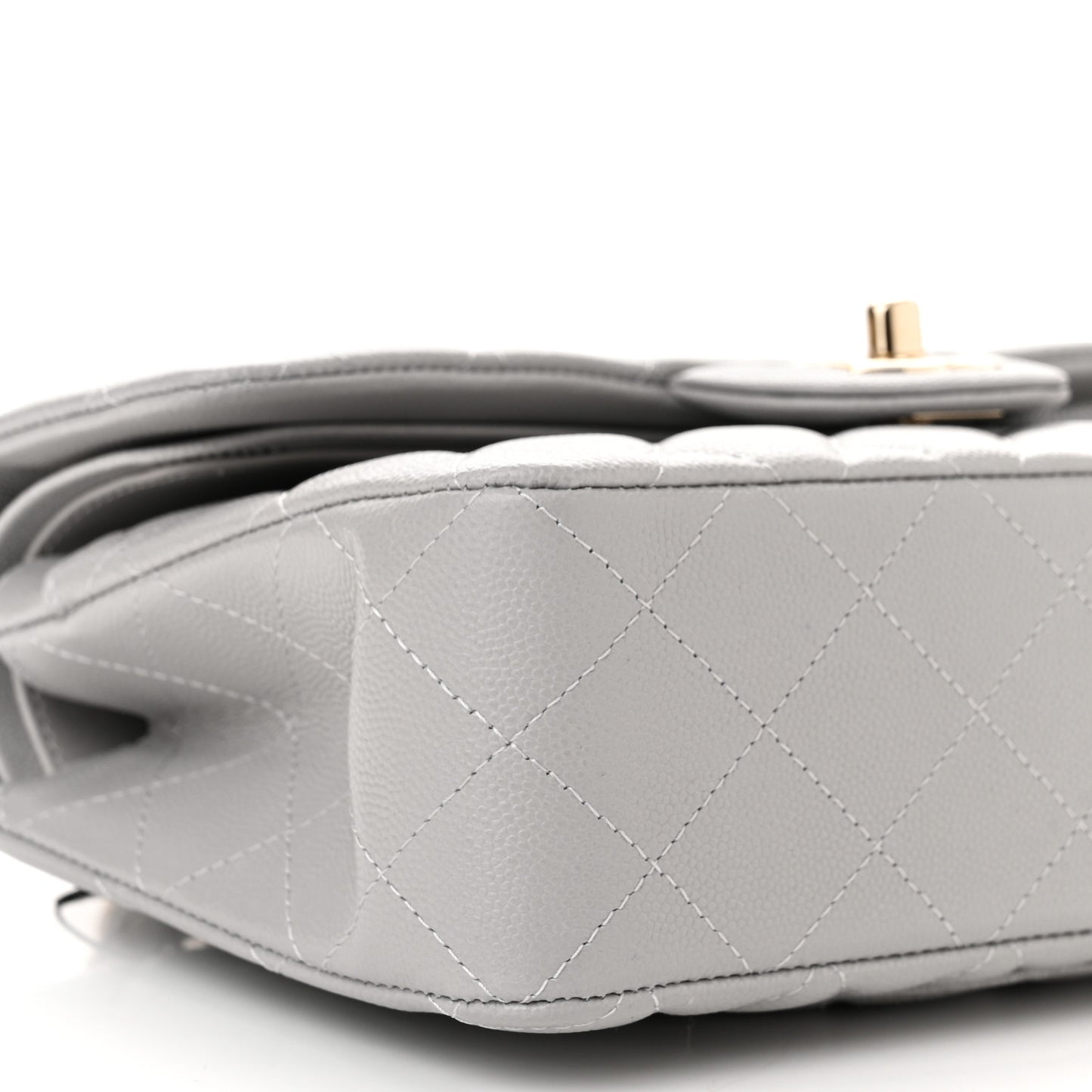 Caviar Quilted Small Double Flap Grey