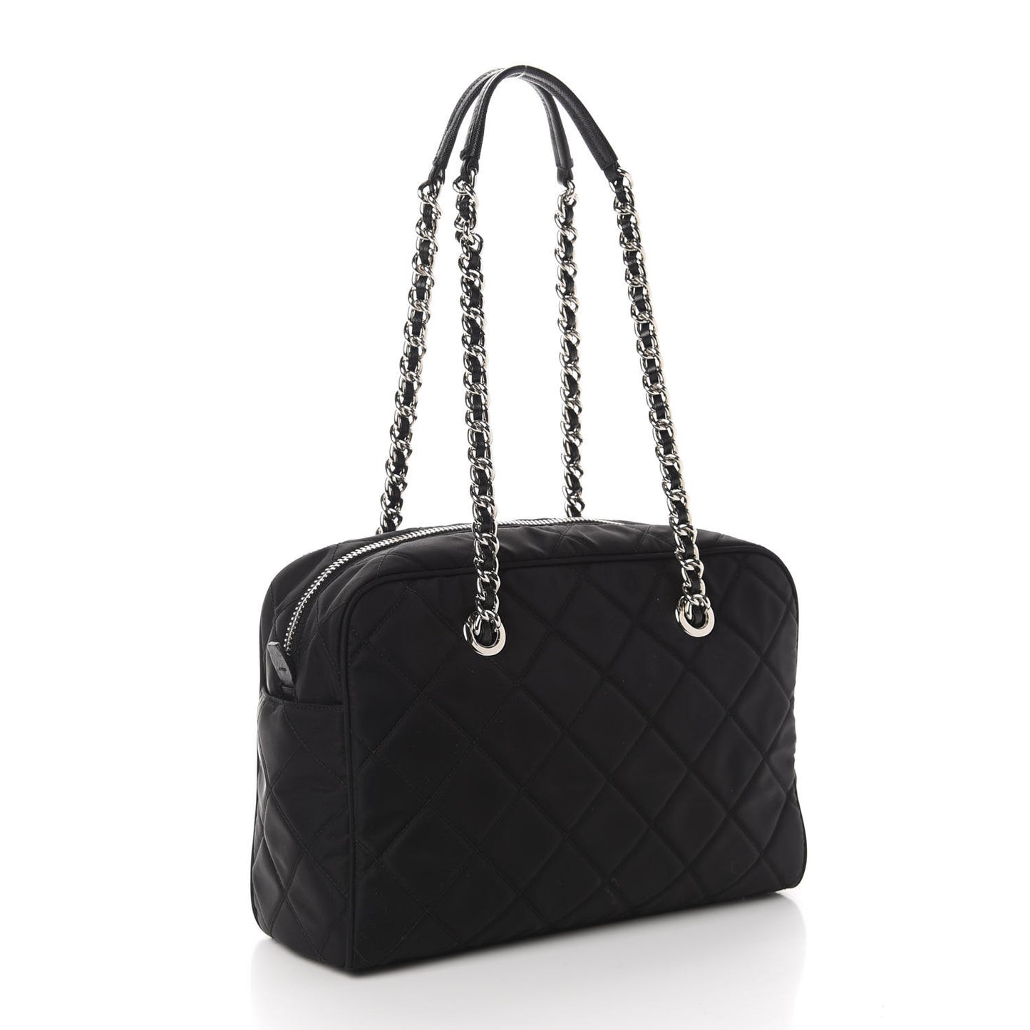 Nylon Tessuto Impuntu Quilted Shoulder Bag Black