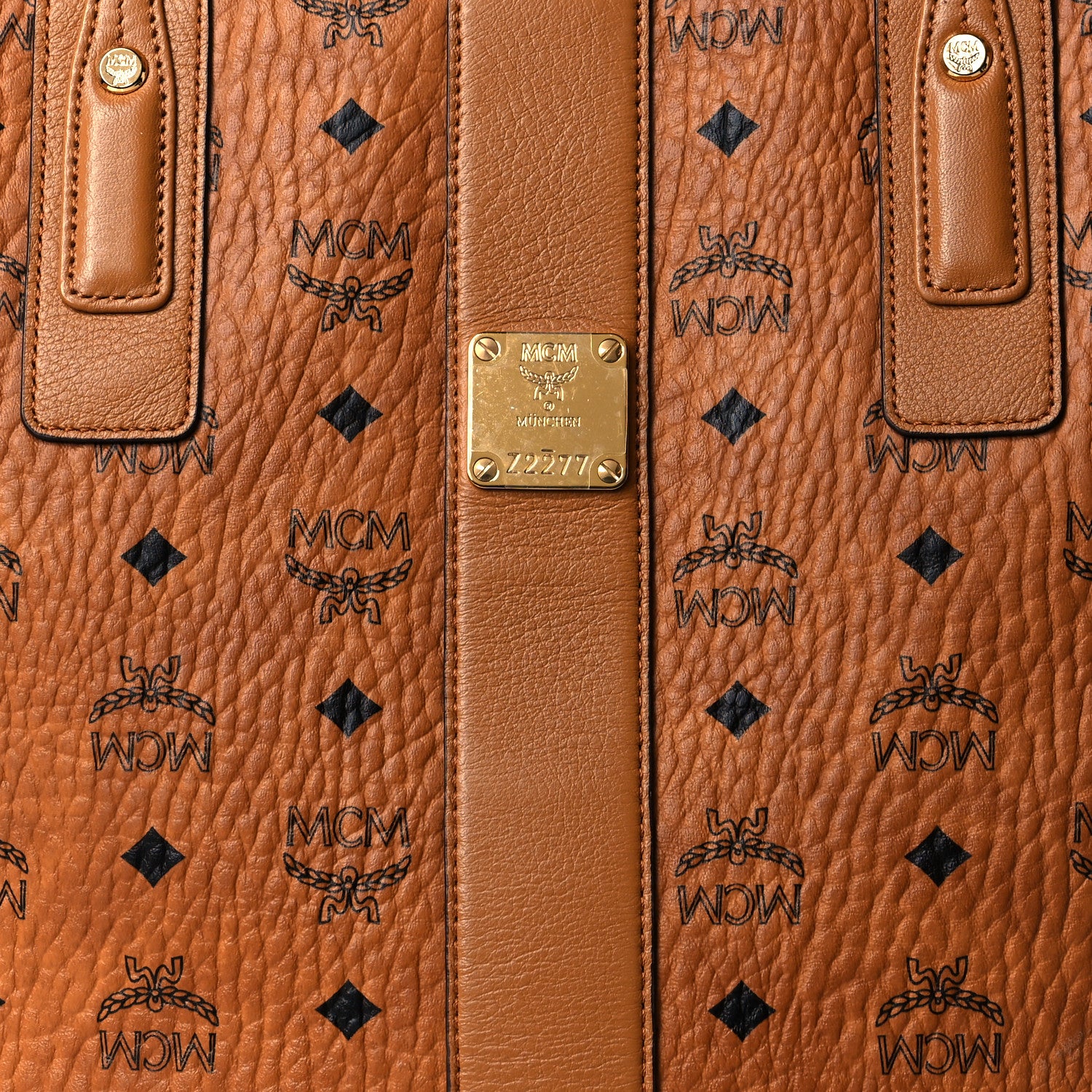 MCM Visetos Medium Liz Reversible Shopper Tote Cognac 9 of 13