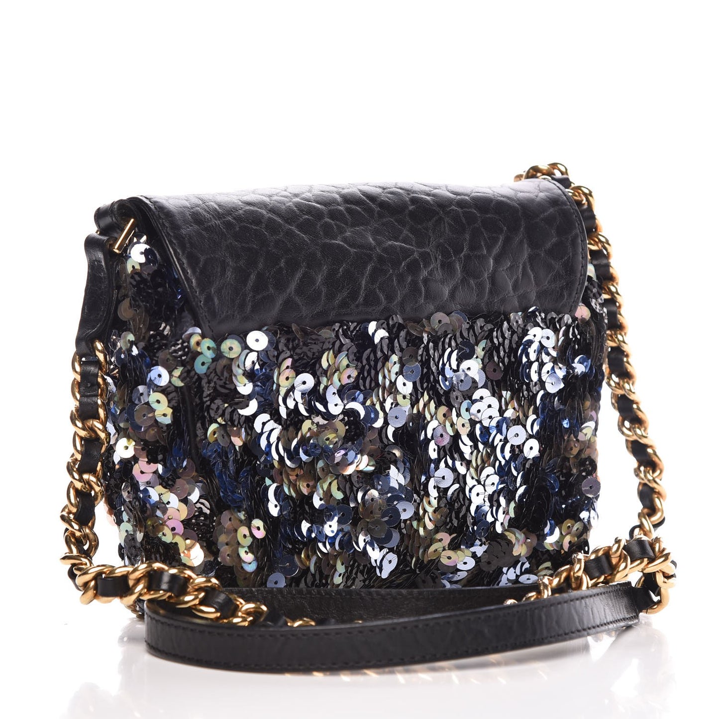 Sequins Tweed Mini Debbie Crossbody Bag Black