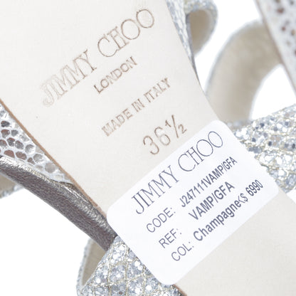 Jimmy Choo Vamp Glitter Strap Platform Sandals 36.5 Champagne 6 of 7