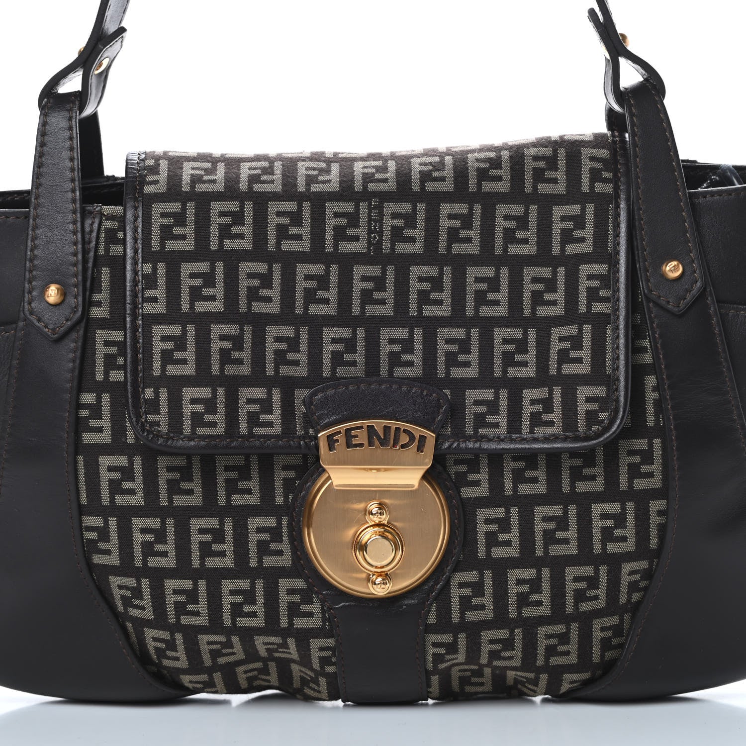 Fendi Zucchino Cuoio Ingrassato Medium Compilation Hobo Testa di Moro Beige 8 of 13