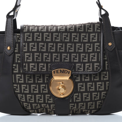 Fendi Zucchino Cuoio Ingrassato Medium Compilation Hobo Testa di Moro Beige 8 of 13