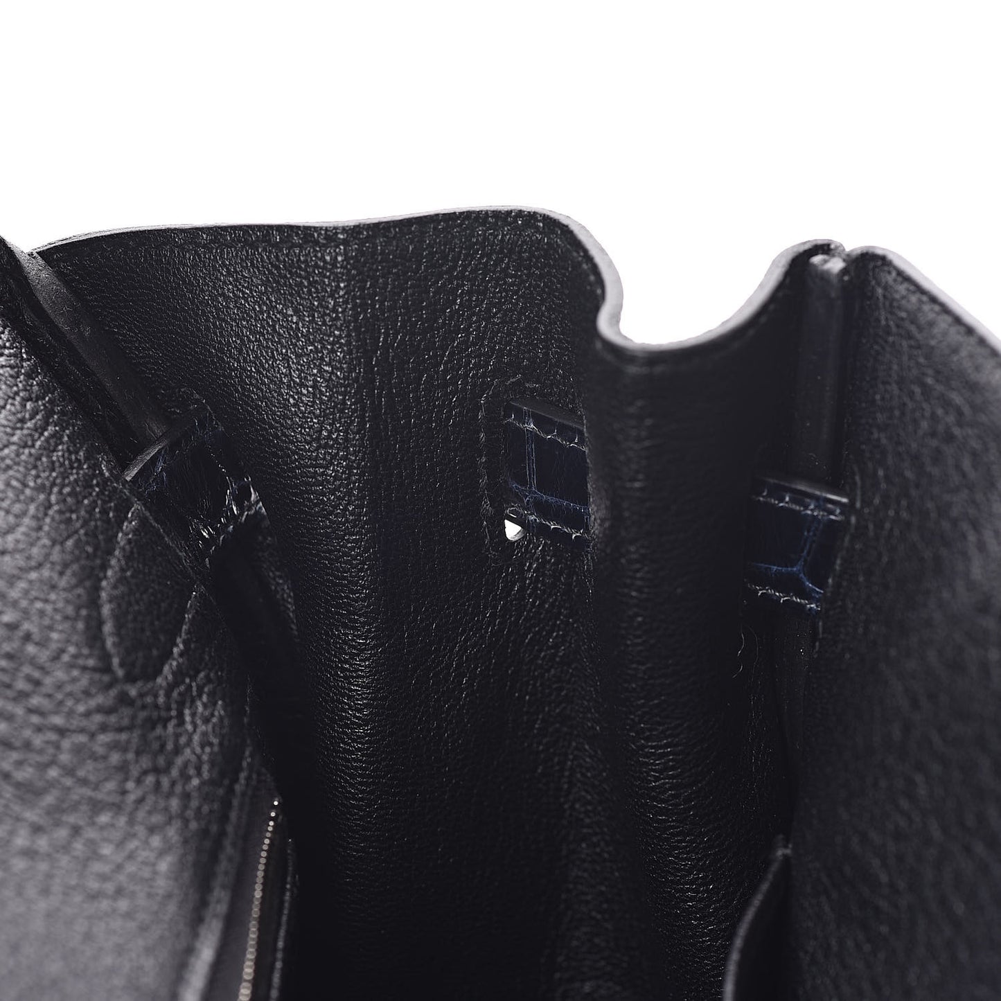 Clemence Novillo Shiny Niloticus Crocodile Birkin Touch 30 Black Bleu Marine