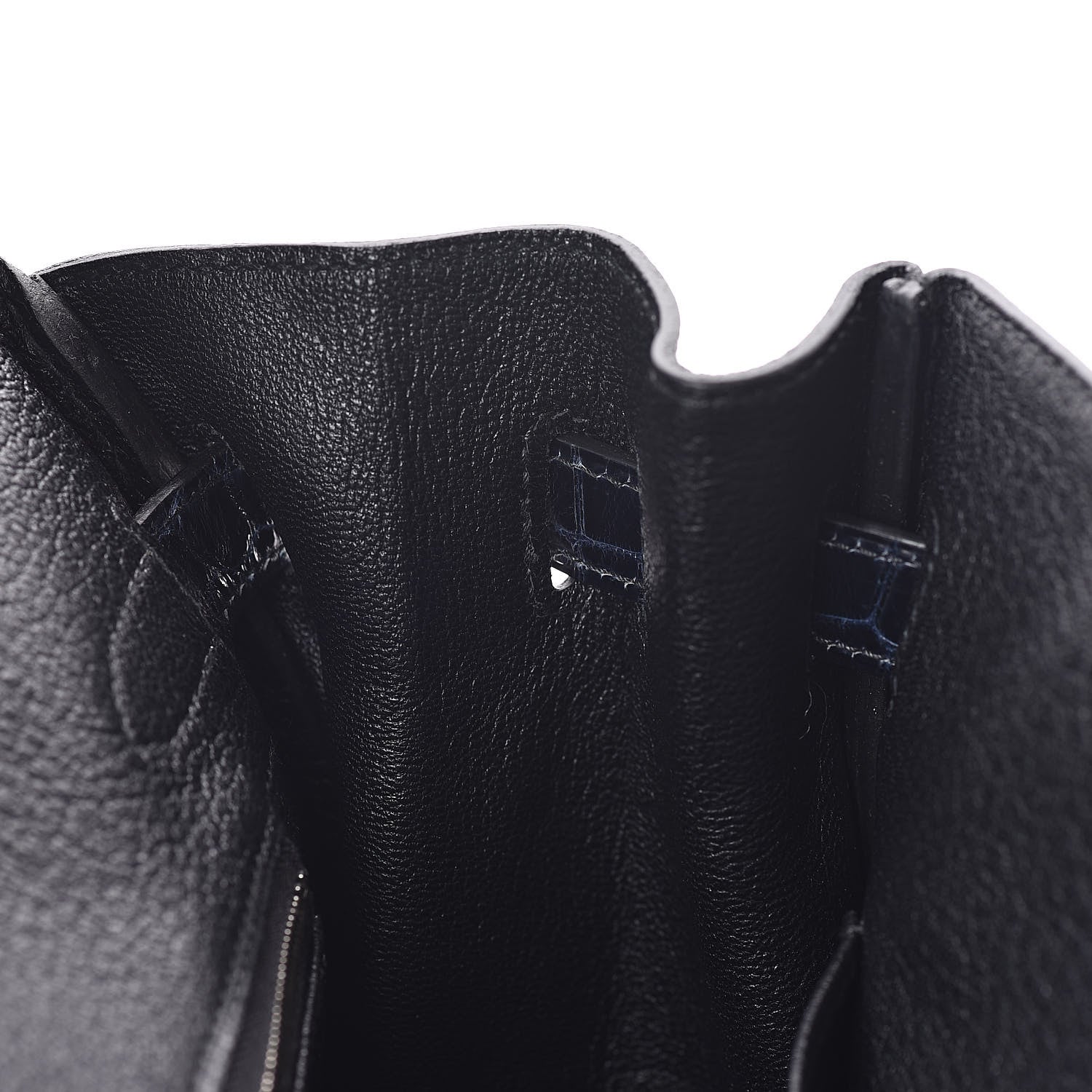 Hermes Clemence Novillo Shiny Niloticus Crocodile Birkin Touch 30 Black Bleu Marine 22 of 32