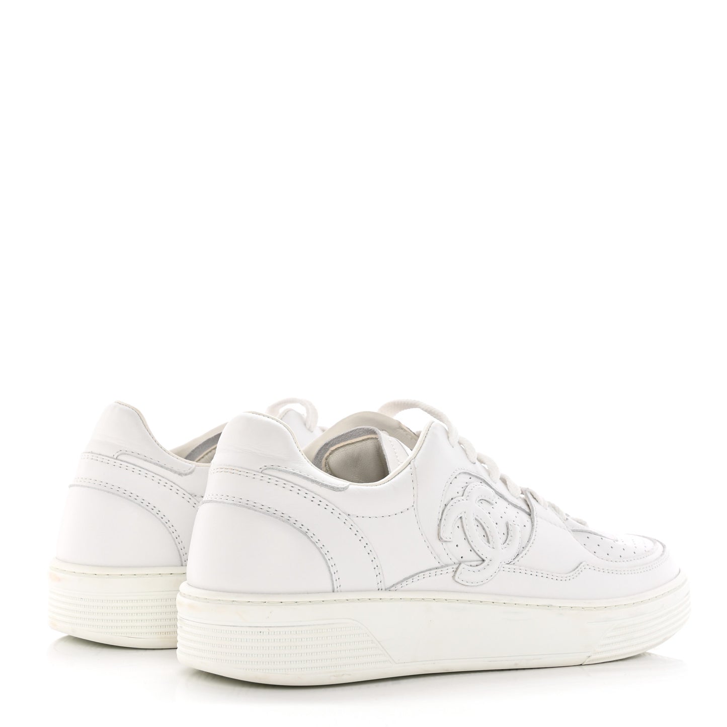 Calfskin CC Womens Sneakers 40.5 White