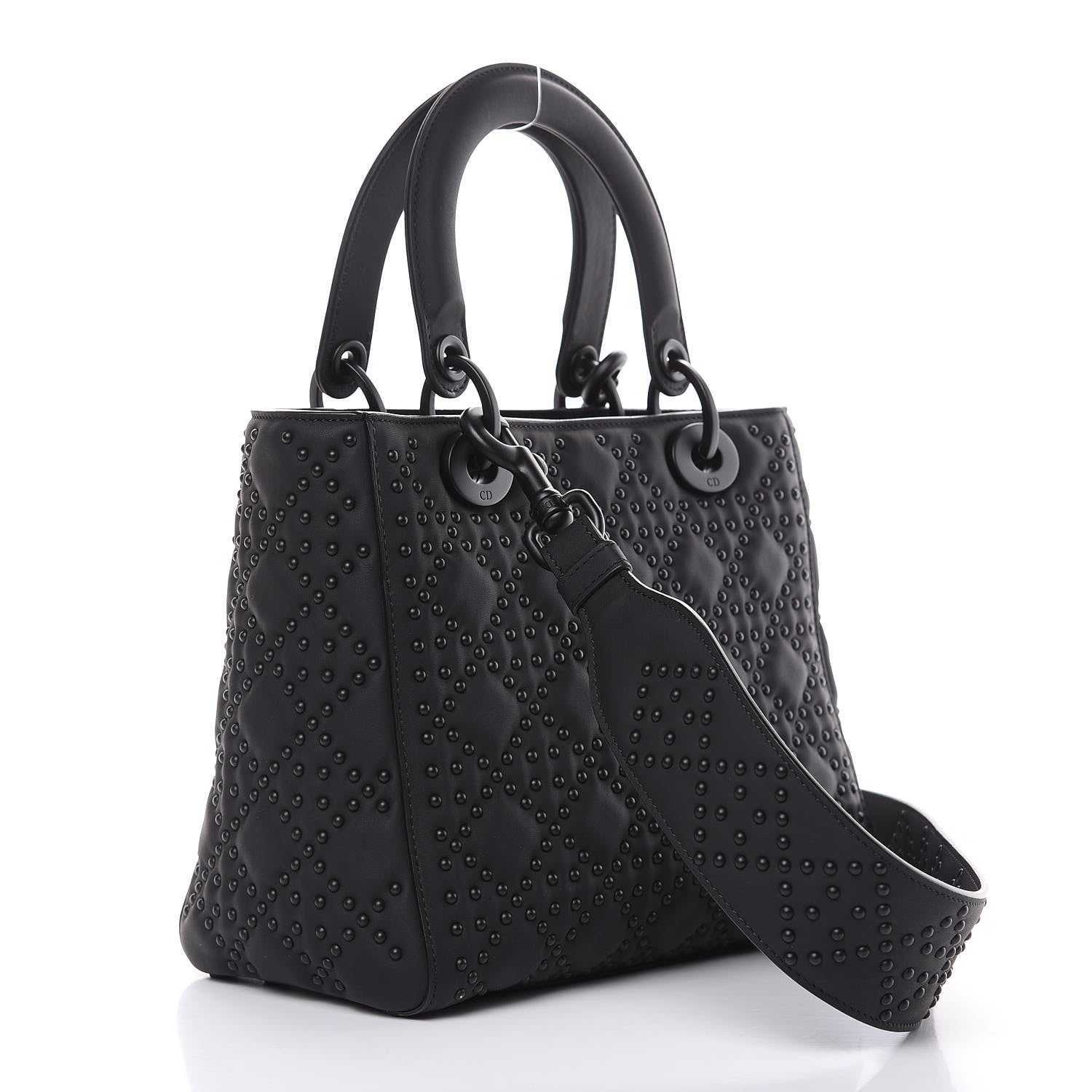 Christian Dior UItra Matte Calfskin Cannage Studded Medium Supple Lady Dior Black 3 of 11