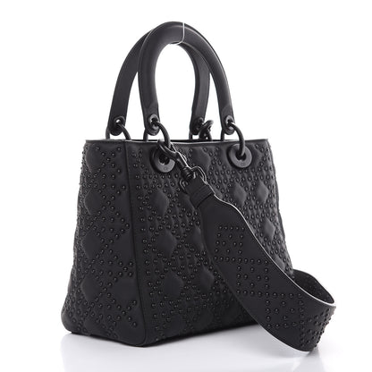 Christian Dior UItra Matte Calfskin Cannage Studded Medium Supple Lady Dior Black 3 of 11