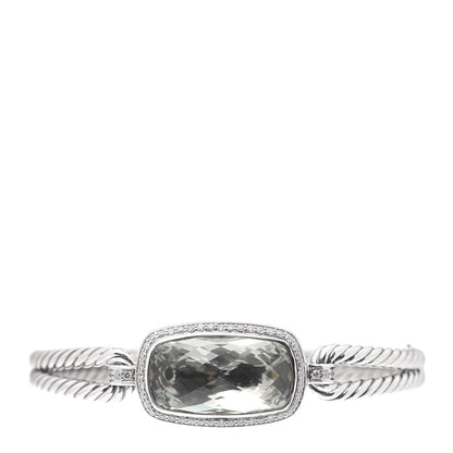 David Yurman Sterling Silver Diamond Prasiolite Elongated Albion Cable Bracelet 1 of 5