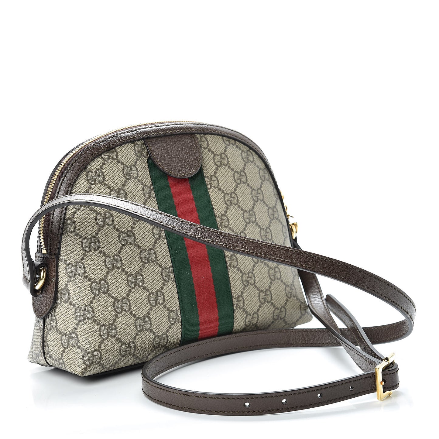 GG Supreme Monogram Textured Dollar Calfskin Web Small Ophidia Dome Shoulder Bag Beige Ebony New Acero