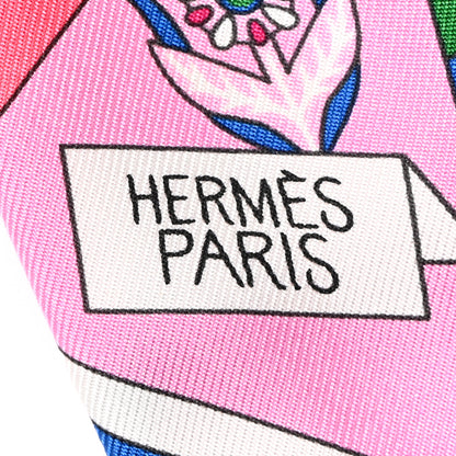 Hermes Silk La Source de Pegase Twilly Rose Vif Jaune Vif 2 of 4