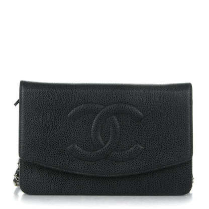 Chanel Caviar Timeless CC Wallet On Chain WOC Black 1 of 8