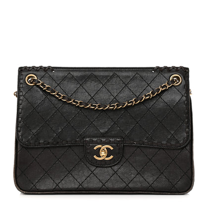 Chanel Calfskin Stitched Large Vintage Flap Dark Brown 1 of 13
