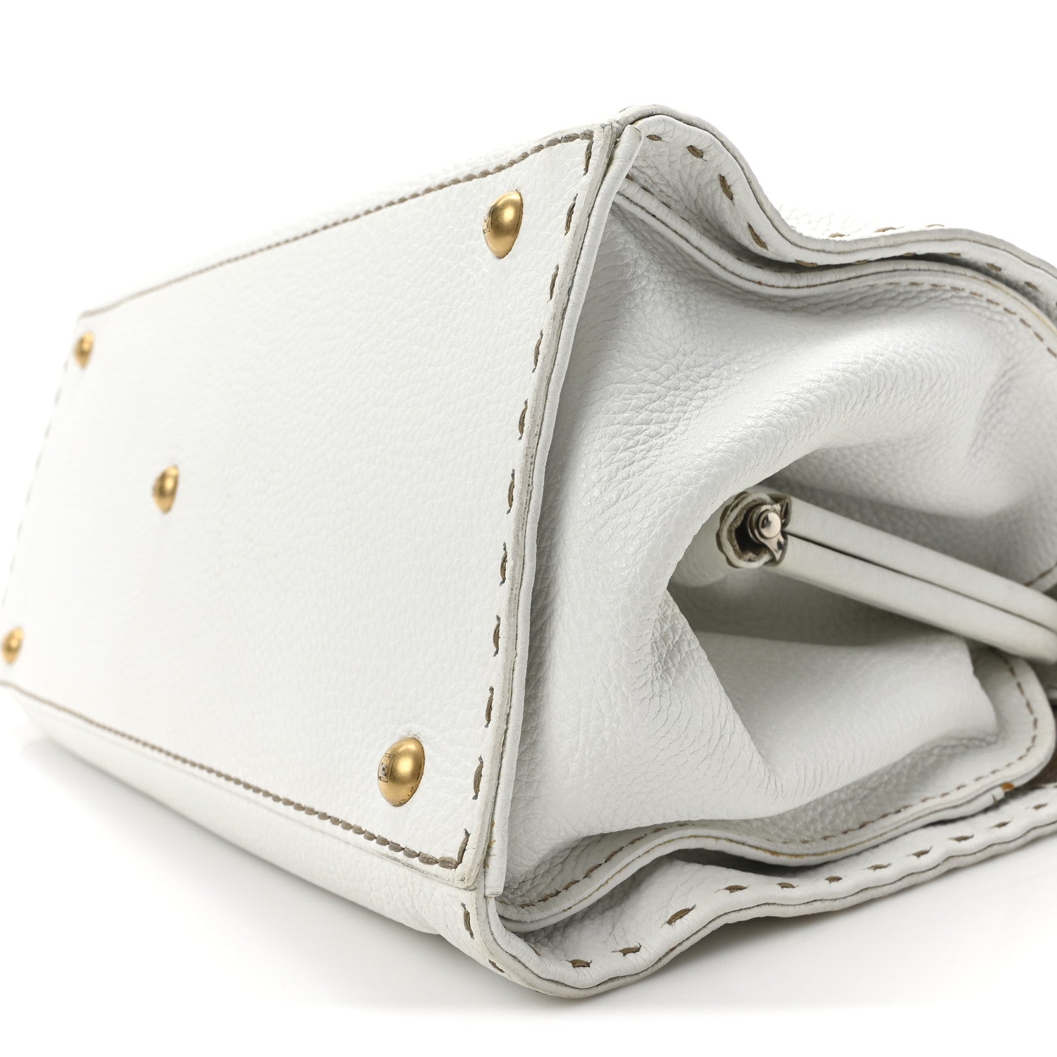 Fendi Calfskin Romano Selleria Firenze Frame Bag White 9 of 9