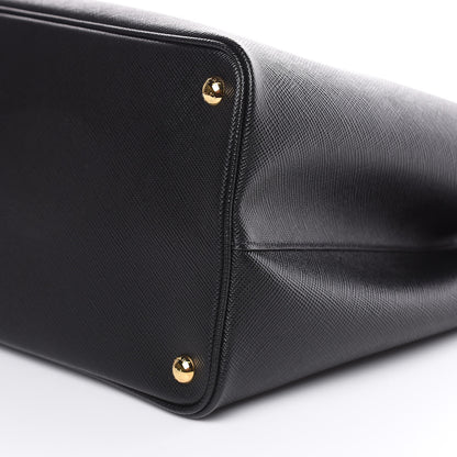 Prada Saffiano Cuir Large Double Bag Black Fuoco 9 of 9