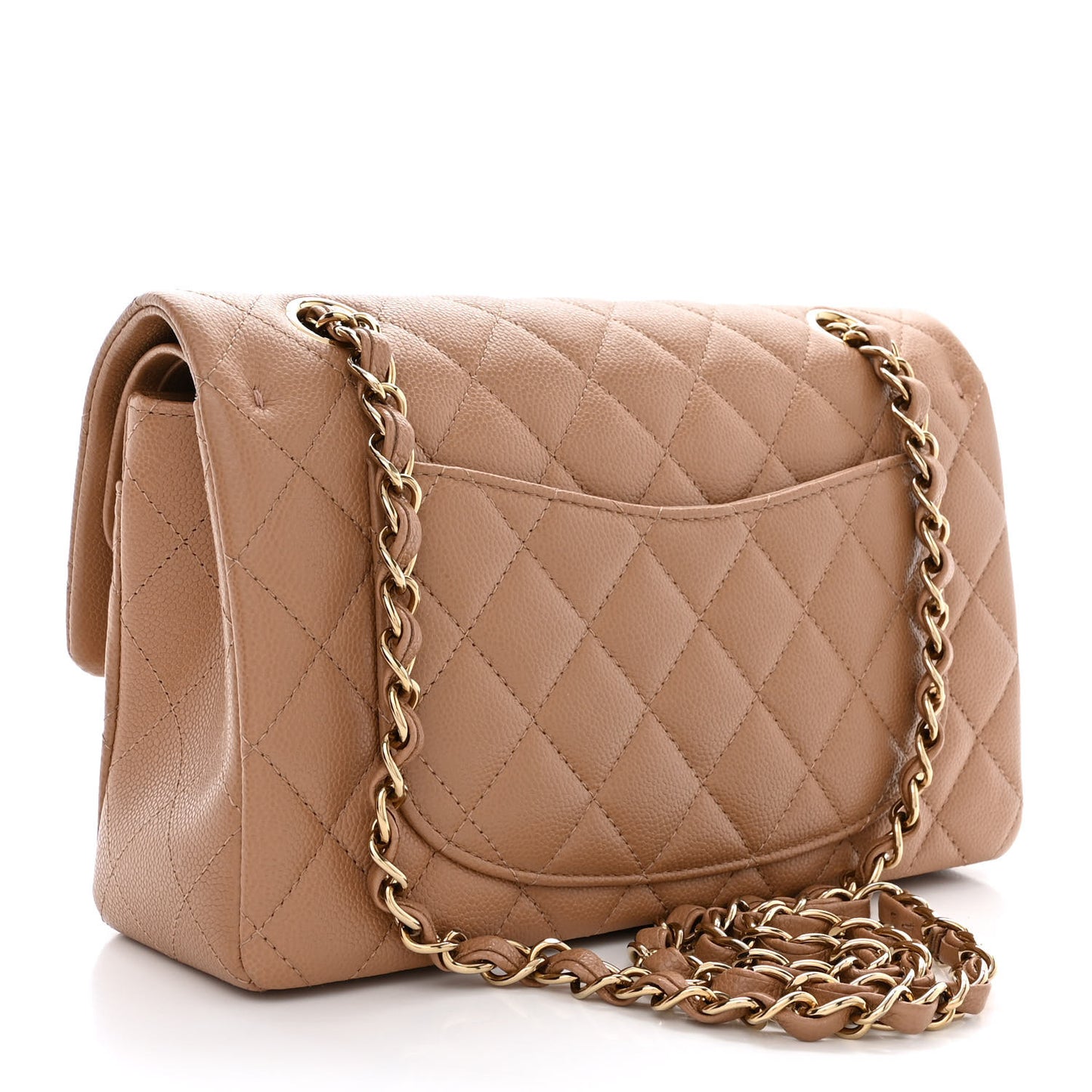 Caviar Quilted Small Double Flap Dark Beige