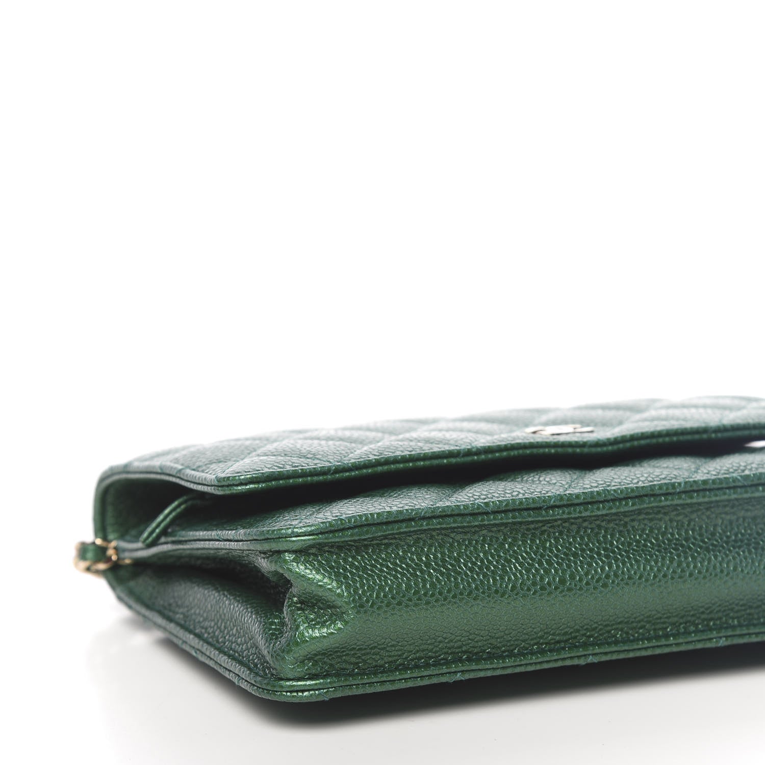 Chanel Metallic Caviar Quilted Wallet On Chain WOC Green 10 of 12