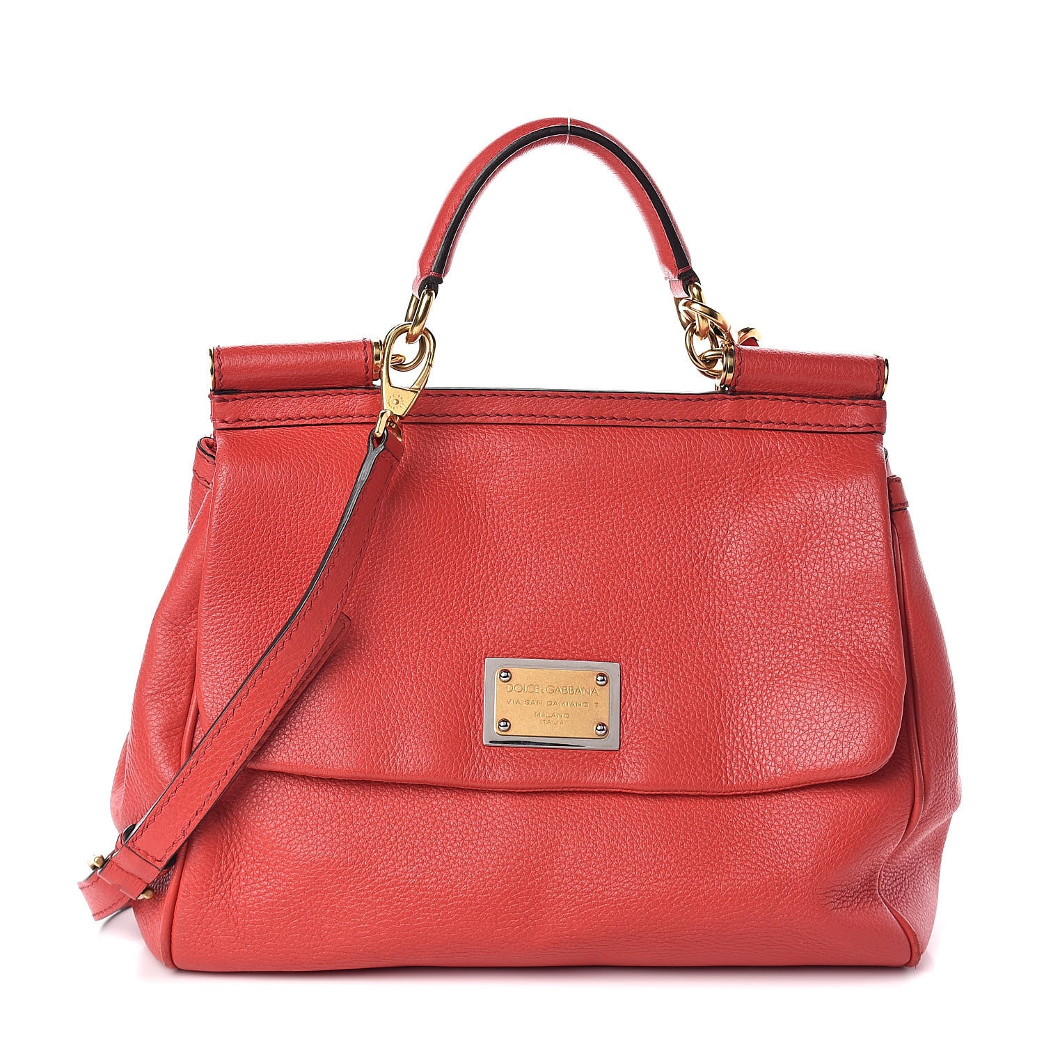 Dolce & Gabbana Calfskin Dauphine Large Miss Sicily Satchel Red 1 of 9