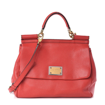 Dolce & Gabbana Calfskin Dauphine Large Miss Sicily Satchel Red 1 of 9