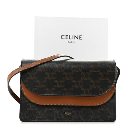 Celine Triomphe Canvas Lambskin Wallet On Strap Tan 13 of 13