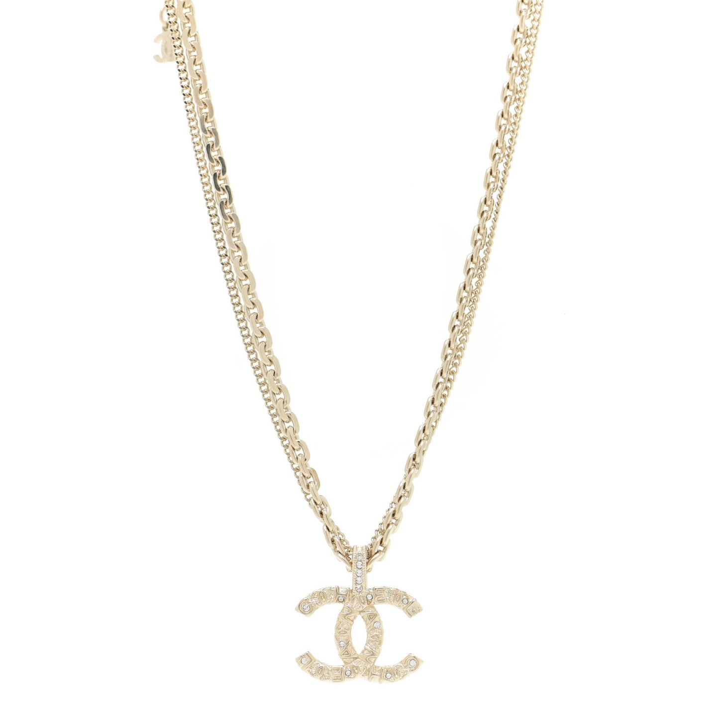 Crystal CC Multi Strand Chain Necklace Gold