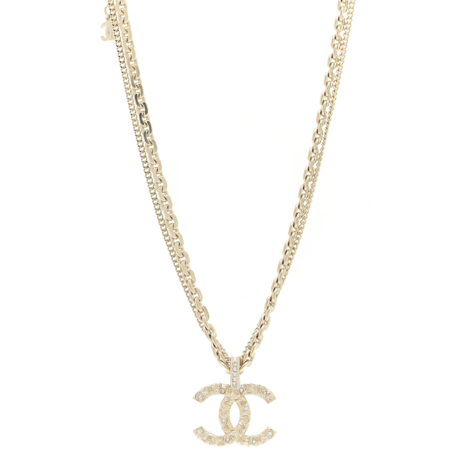 Chanel Crystal CC Multi Strand Chain Necklace Gold 1 of 6