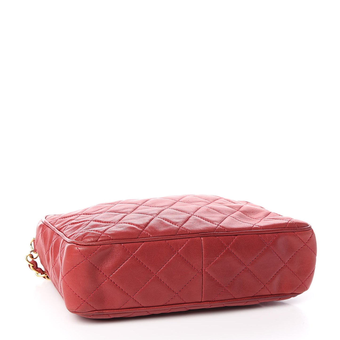 Lambskin Quilted Tassel Camera Case Red