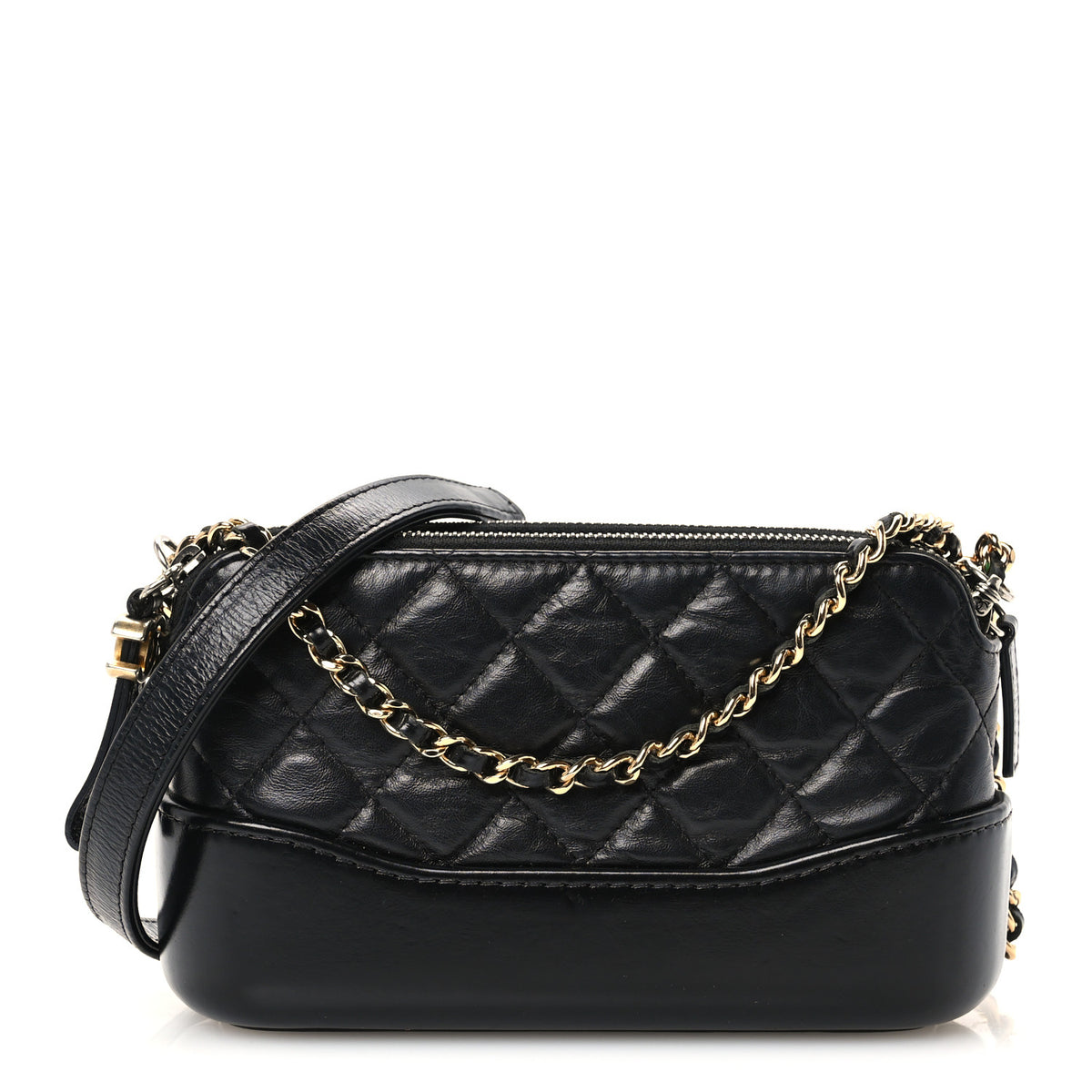 Chanel Aged Calfskin Quilted Small Gabrielle Clutch With Chain Black 1 of 13