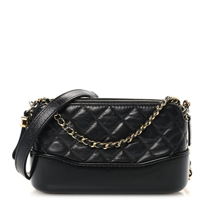 Chanel Aged Calfskin Quilted Small Gabrielle Clutch With Chain Black 1 of 13