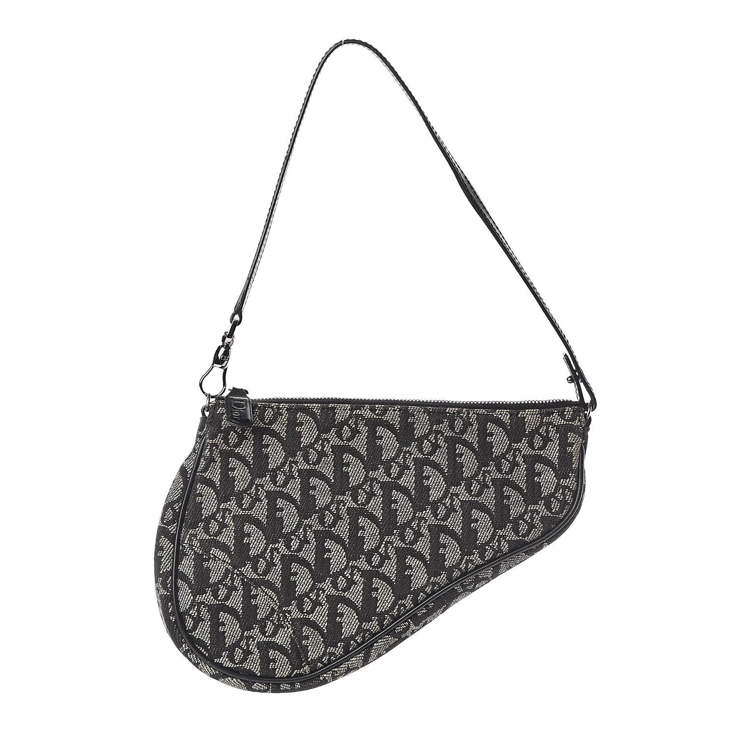 Christian Dior Monogram Mini Saddle Pochette Black 1 of 8