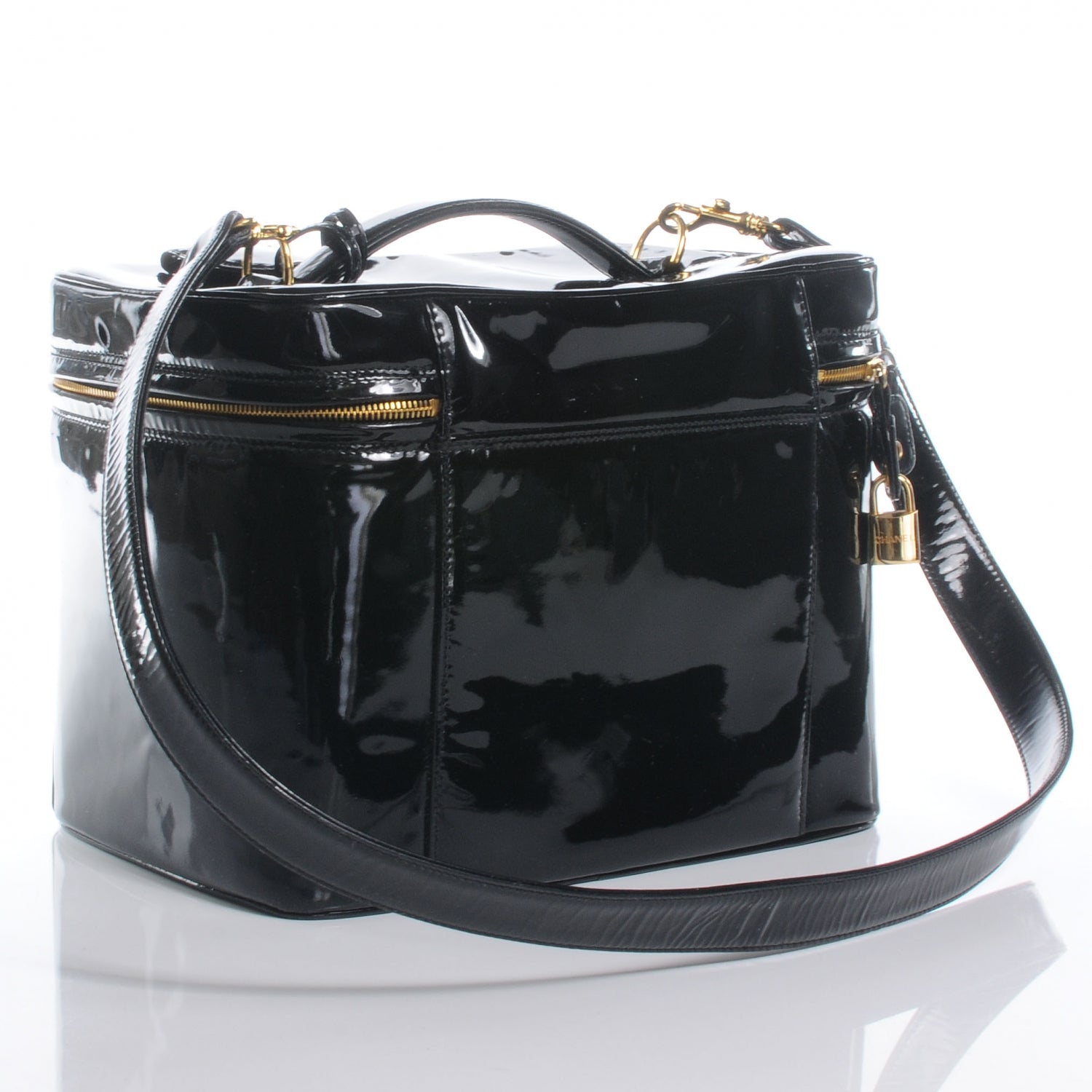 Chanel Patent Large Cosmetic Train Case Black 3 of 6