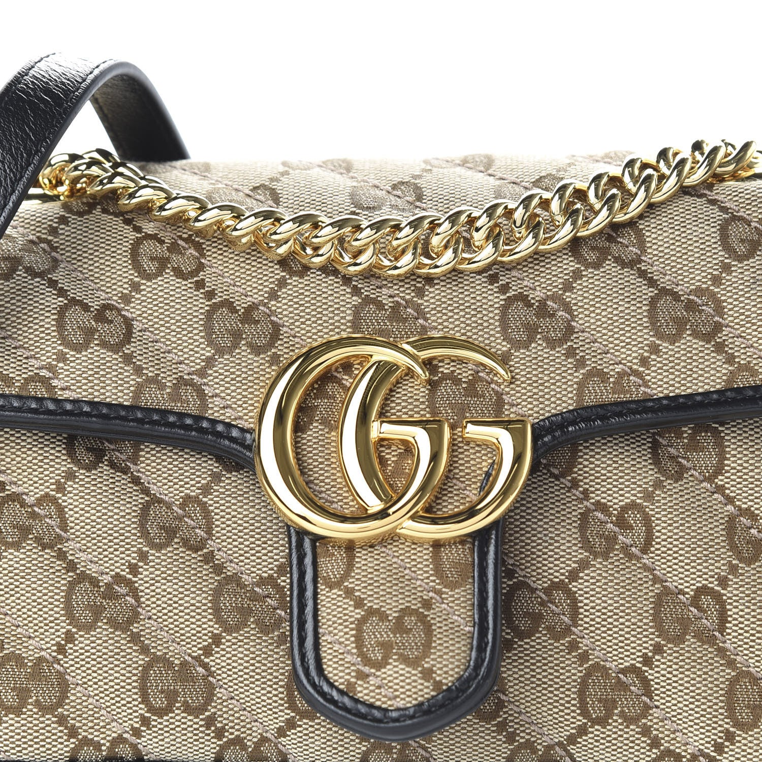 Gucci Monogram Matelasse Diagonal Mini GG Marmont Shoulder Bag Beige Black 10 of 10