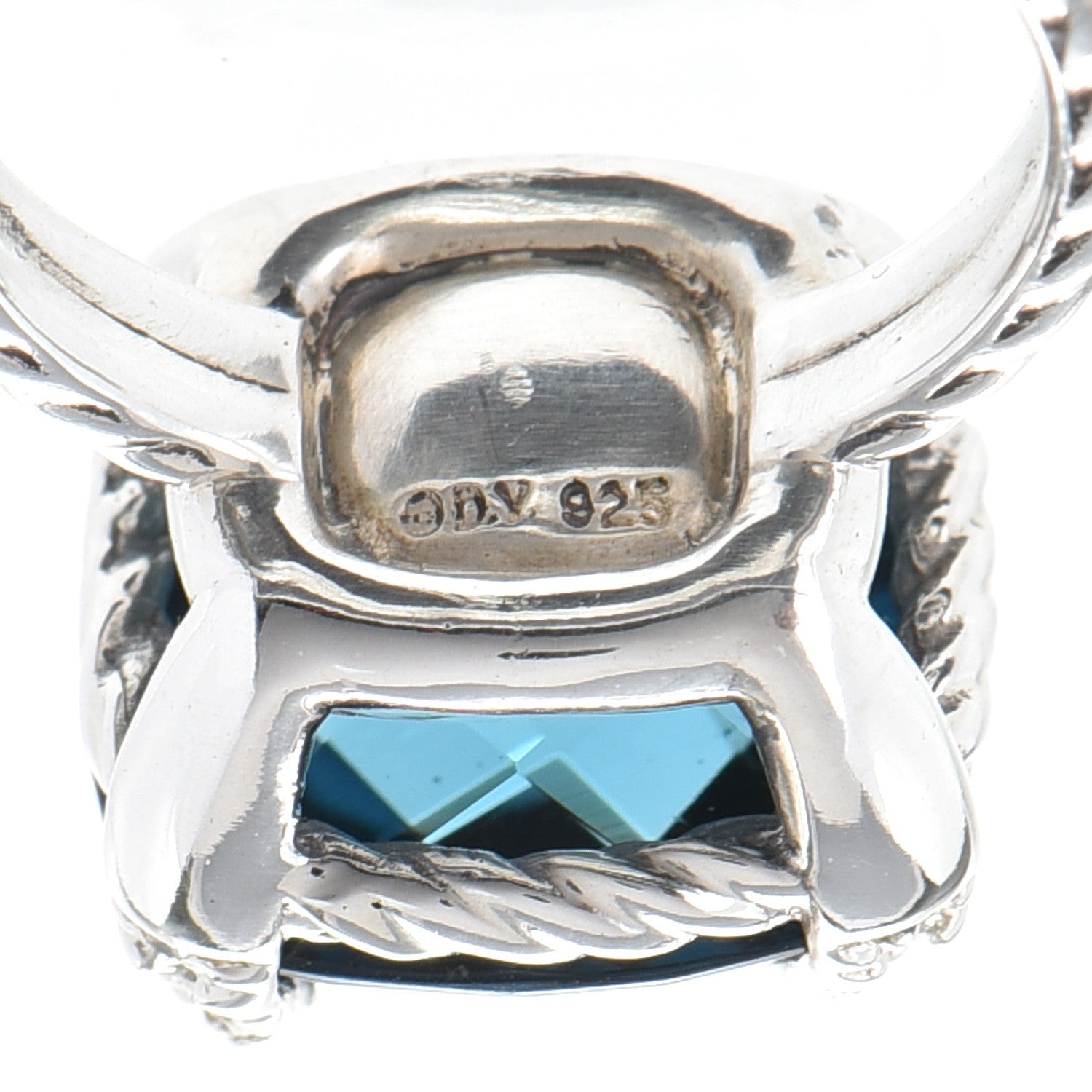 David Yurman Sterling Silver Diamond Hampton Blue Topaz 14mm Chatelaine Ring 50 5.5 5 of 5